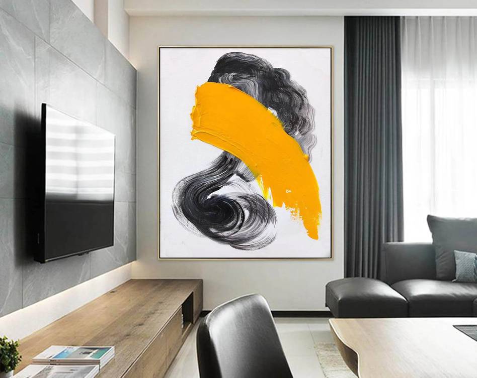 White Minimal Black Abstract Canvas Artwork Z2V2O wall art